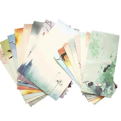 Lot de 6 enveloppes et lettres Vintage pièces/ensemble, papier artisanal pour peinture chinoise, fleurs de Lotus, lettres d'invitation, papeterie 