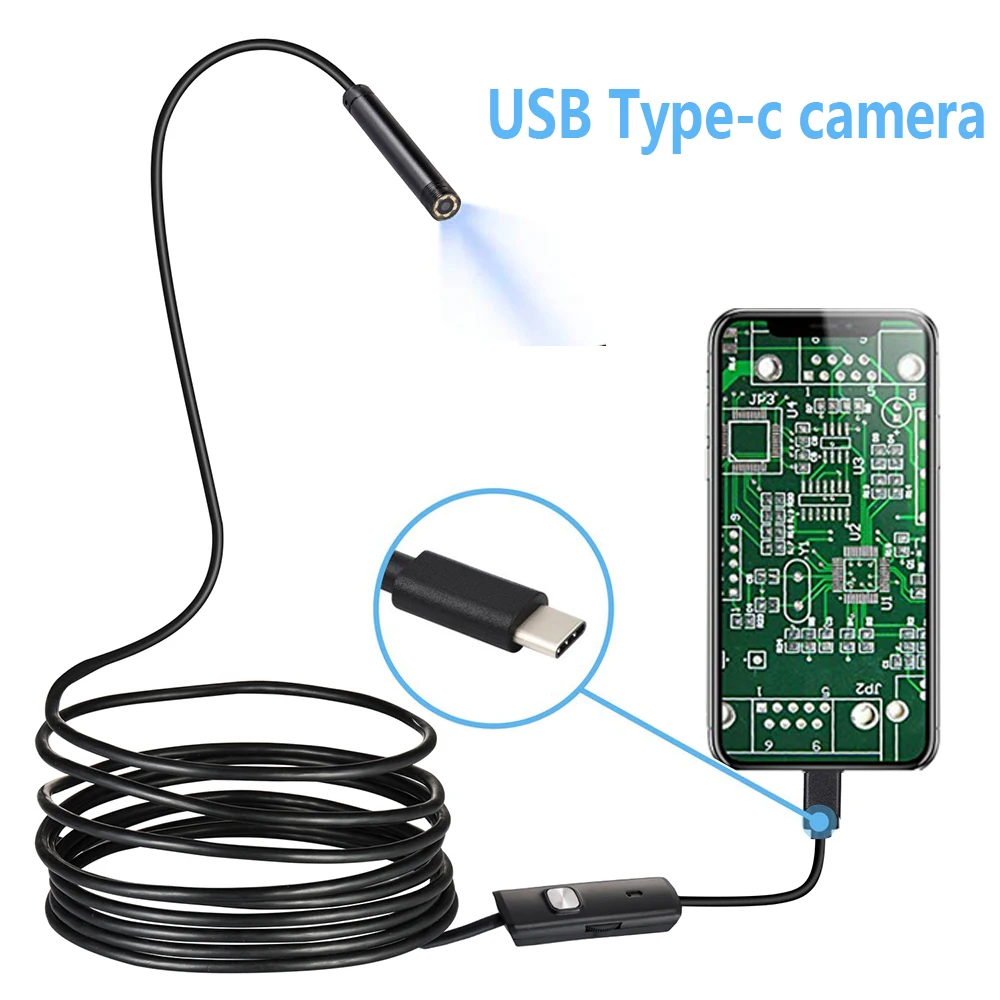 USB Змея Инспекционная камера HD IP67 водонепроницаемый USB C бороскоп type-C камера 1 м 2 м гибкий кабель для Android смартфона