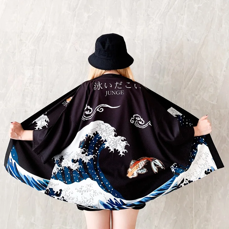 Japanese Kimono Japanese Kimono Cardigan Japanese Kimono Shirt Women Kimono Cardigan Haori Clothes Yukata Women Japanese Streetwear Summer Beach Obi