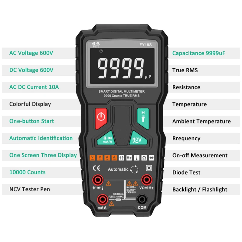 Mastfuyi FY19S 9999 отсчетов Цифровой мультиметр высокой точности цифровой NCV умный Авто
