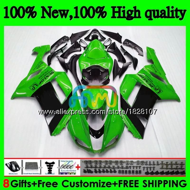 Цвета: зеленый, черный тела для KAWASAKI ZX 6R 6 R 600CC ZX636 10BS. 22 ZX-636 ZX600 600 CC ZX-6R ZX 636 ZX6R 07 08 2007 2008 Обтекатели комплект - Цвет: No. 1