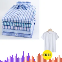 Мужская приталенная клетчатая рубашка с длинным рукавом в деловом стиле