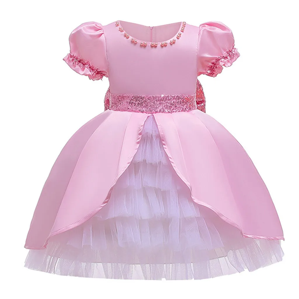 Детское маскарадное платье принцессы для девочек; тюлевые платья с блестками и рукавами-пузырьками для девочек; праздничное платье подружки невесты; платье для дня рождения