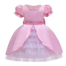 Детское маскарадное платье принцессы для девочек; тюлевые платья с блестками и рукавами-пузырьками для девочек; праздничное платье подружки невесты; платье для дня рождения