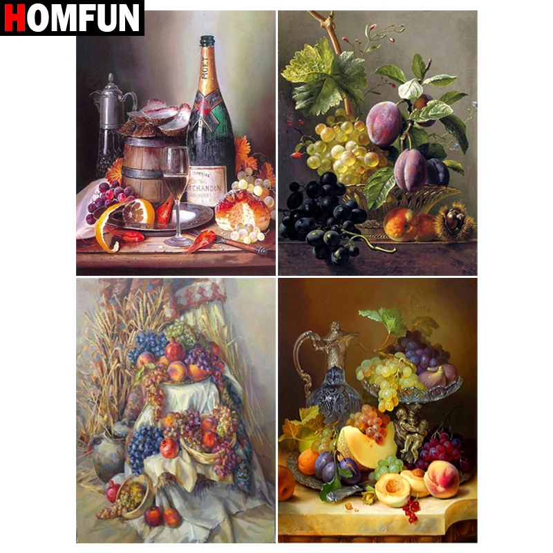 HOMFUN Diamond Painting Full Square/Round &quotGrape fruit wine&quot Pattern Embroidery Cross Stitch 5D Rhinestone | Дом и сад