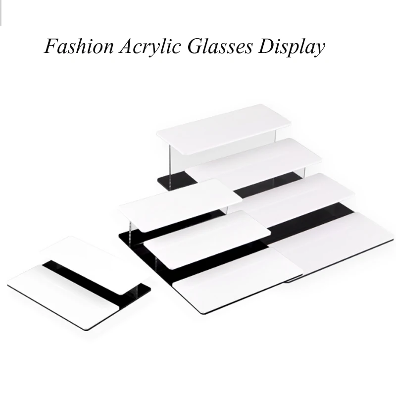 Top 2/3/4-layer White&Black Acrylic Sunglasses Display Riser Stand Glasses Holder Organizer Sunglasses Showcase For Home Store