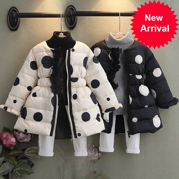 

Warm Girls Coat Winter Children'S Clothing Fashion Child Thickening Long Outerwear Kids Baby Girl Polka Dot Wadded Jacket