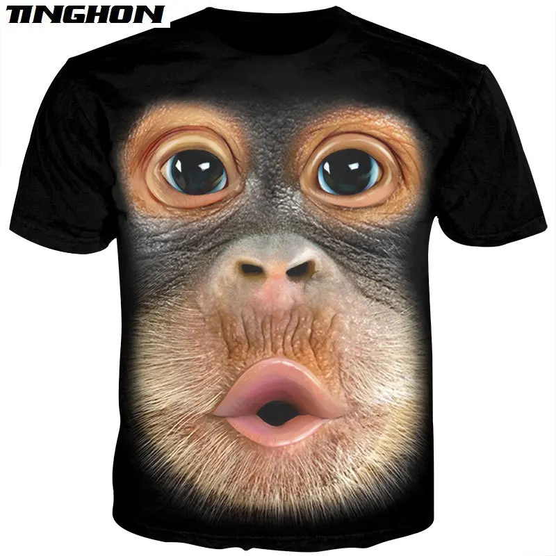 3D Animal Tshirt Male Funny Monkey Gorilla Tee Shirt Unisex Short Sleeve Harajuku Streetwear T Shirt Men Summer Tops XS 6XL 7XL