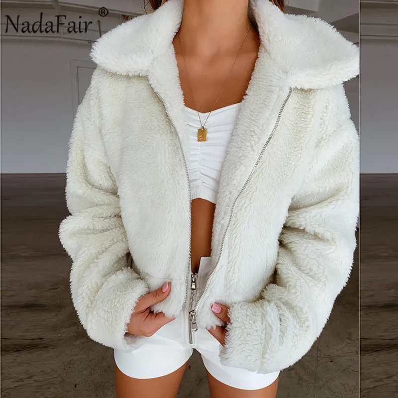 Женская флисовая куртка Nadafair из искусственного меха Толстая короткая пушистая