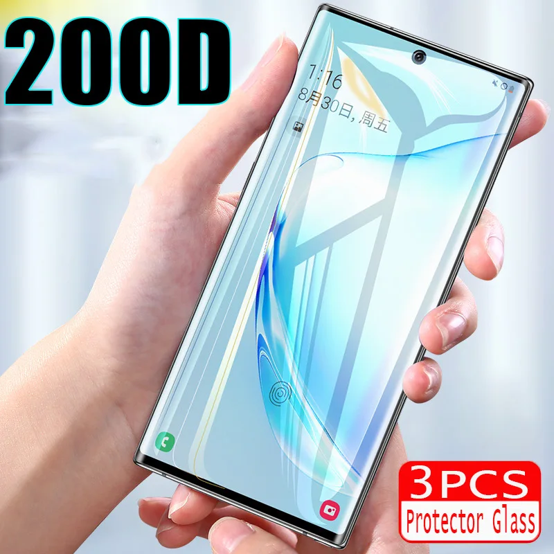 3-1PCS 200D Protector Glass For Samsung Galaxy Note 10 8 9 Plus S8 S9 S10 S10e Full Cover Edge Curve Screen | Мобильные телефоны и