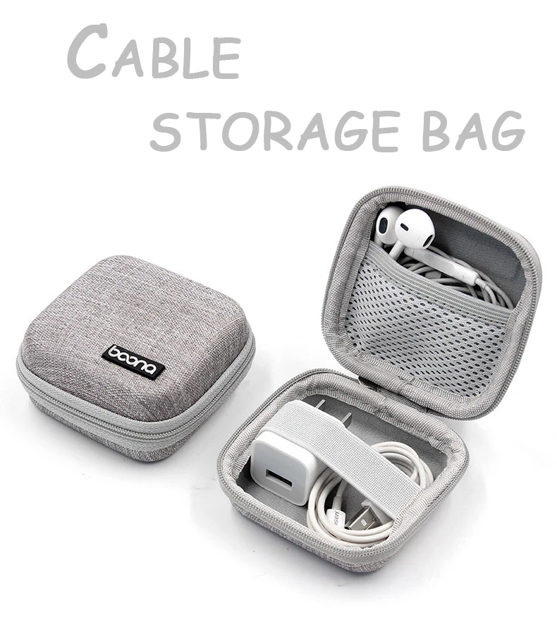 Сумка для хранения кабеля TUUTH EVA Подходит для USB зарядного устройства, провода для наушников, внешний аккумулятор, линия передачи данных, черный/серый портативный кабель для путешествий, сумка