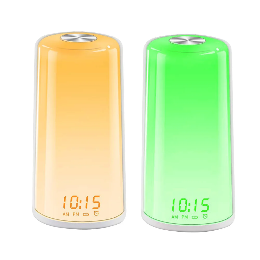 Alarm Clock Wakeup Light Sunrise Simulation Digital LED Clock Touch Sensor 5 Natural Sounds