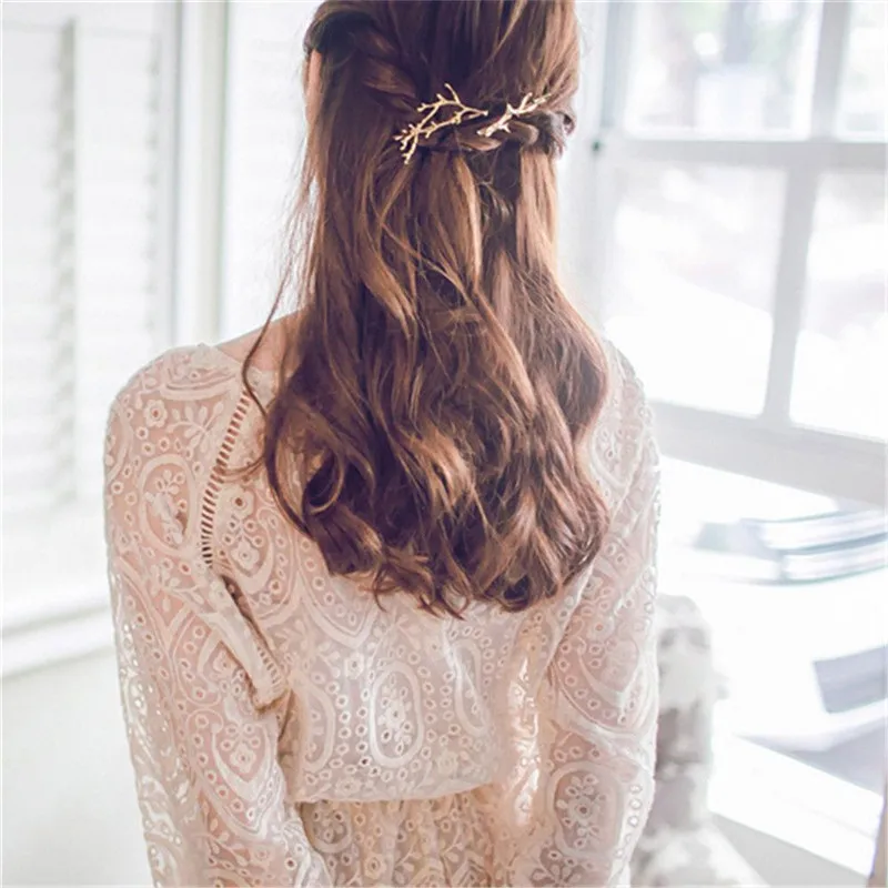 

New Vintage Gold Silver Tree Hair Clips Girls Alloy Branch Hairpins Fashion Hairgrips Lady Elegance Metal Hair Accessories