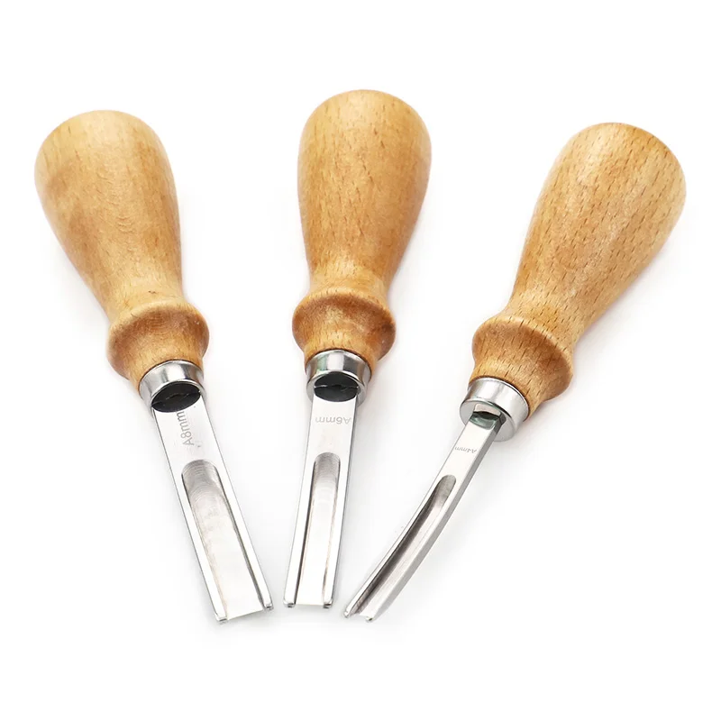 

4mm 6mm 8mm Width French Style Leather Skiving Tool Edging Cutting Knife Carving Trim DIY Leather Wide Head Trimmer