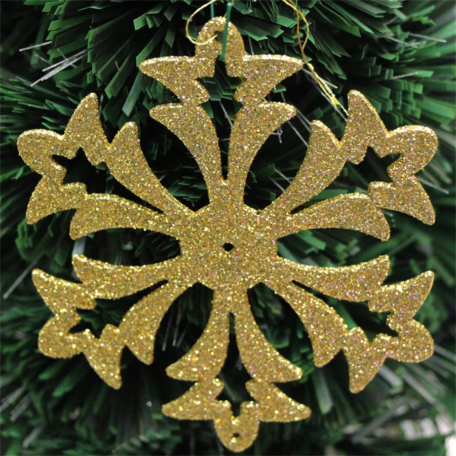 

1PC Christmas Tree Decorations Special Snow Flake Shape Xmas Ornament 12.5X10.5CM Golden Onion Powder Party Holidays Pendants