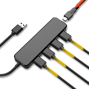 

4 Ports USB 3.0 Hub High Speed Cable Splitter with External Type-C Power Supply for PS4 PC Mac Laptop Notebook Consoles