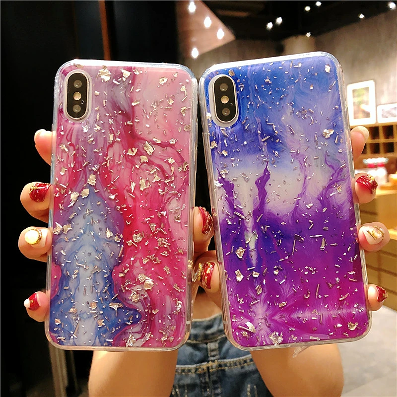 

Fashion Gold Foil Bling Marble Phone Case For iphone X Case XS MAX XR 8 7 6 plus Luxury Soft Silicone Shining Glitter Back Cover