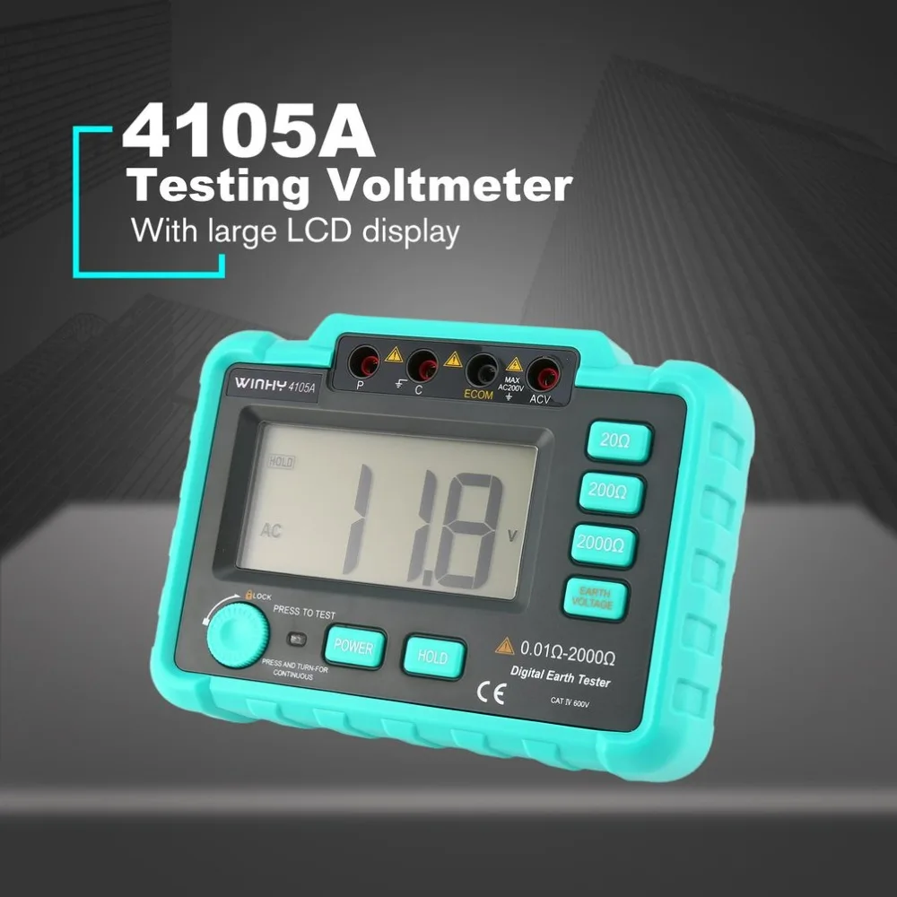 

Resistance Meter 4105A High Sensitive Digital Earth Ground Insulation Testing Voltmeter Megohmmeter 20/200/2000Ohm