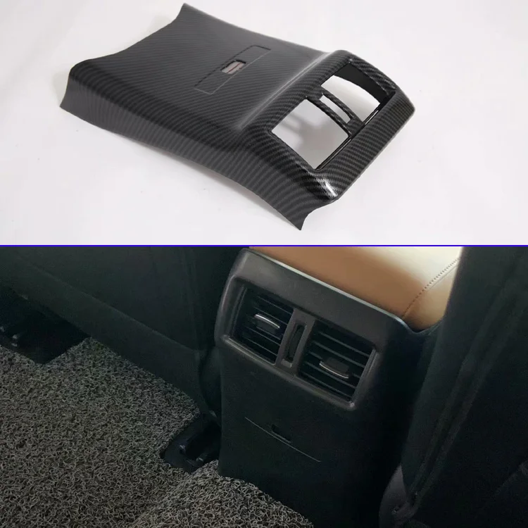 

For Nissan Sylphy B18 Sentra 2019 2020 Car Accessories Carbon Fiber Style Plated Armrest Box Rear Air Vent Frame Trim Cover