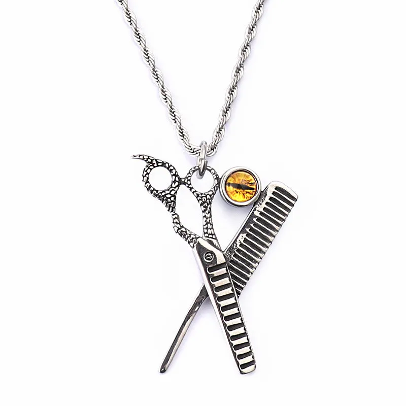 Уникальные женские ожерелья для мужчин ножницы из нержавеющей стали и голубого