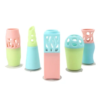 

5pcs Freestanding Shatter Proof Living Room Silicone Flower Vase Home Decor Office Party Wedding With Suction Cups Anti Slip