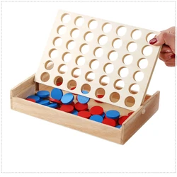 Crianças 3d conectar quatro linha acima de xadrez brinquedos de madeira xadrez pensando lógica formação jogos de tabuleiro brinquedos educativos dobrável