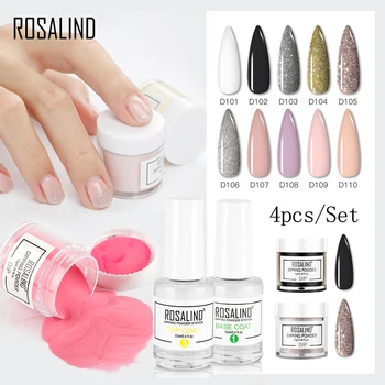

ROSALIND Dipping Nail Powders Set Base Coat Gradient French Nail Natural Color Holographic Glitter Cure Nail Art For Manicure