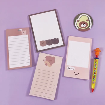 

50Sheets/Pack Kawaii Korean INS Cute Bear Memo Pad N Times Sticky Notes Portable Notepad School Office Supply Stationery