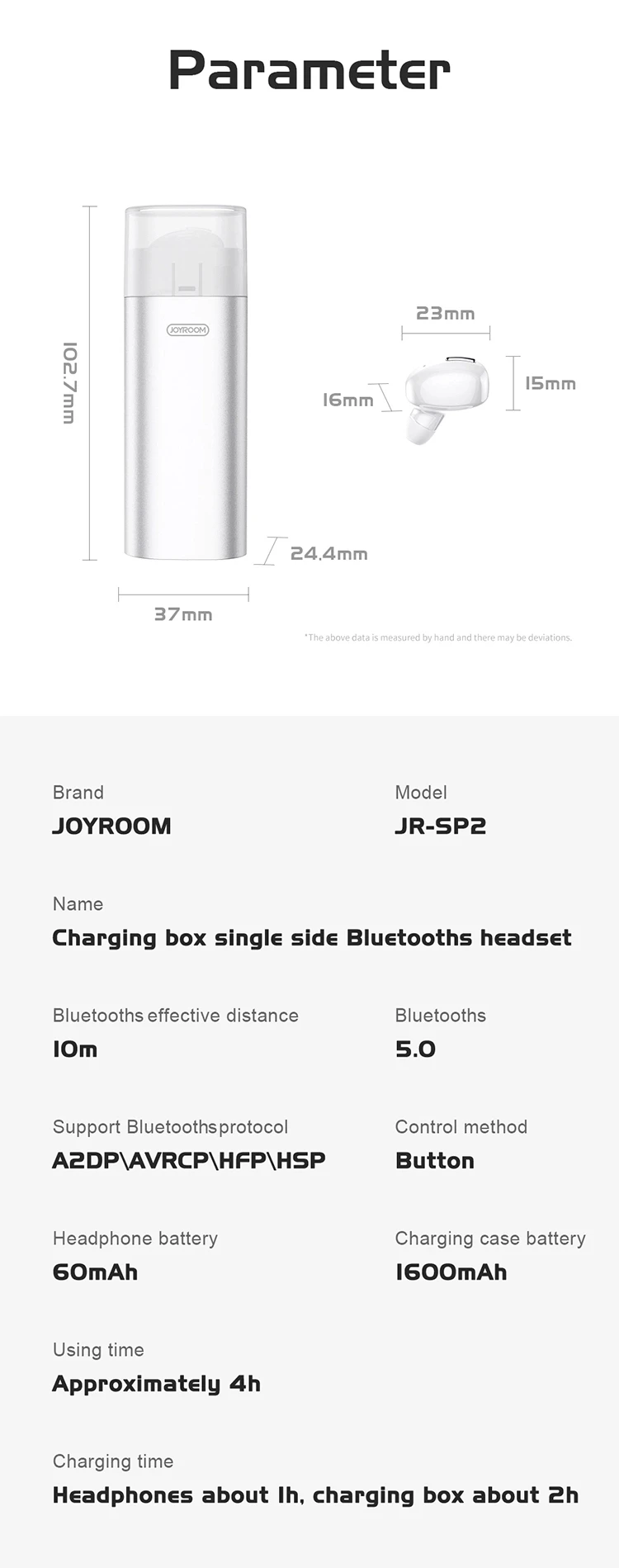 JOYROOM JR-SP2 Wireless Earbud with Charging Box description image 5