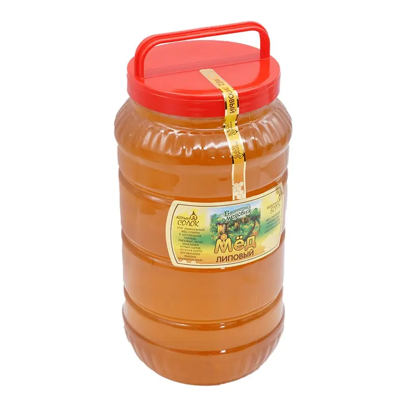 Honey Bashkir natural lime Bashkir honey 4200 grams plastic Bidon linden Sweets Food Altai