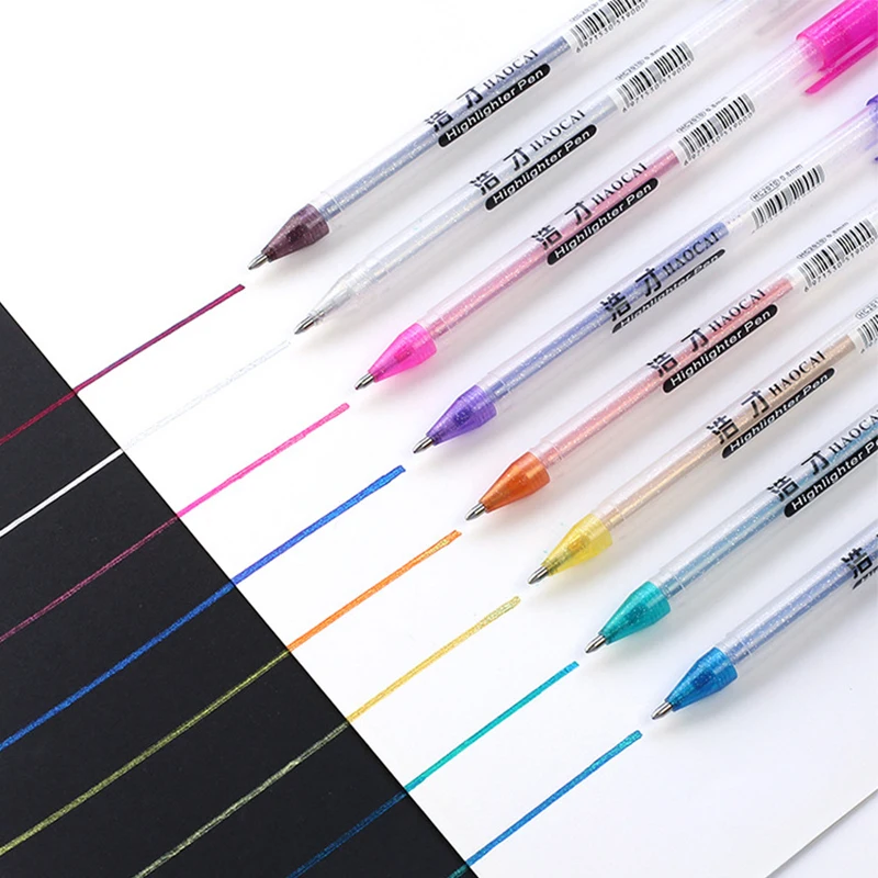 8 цветов набор гелевых ручек для вспышки, двухцветные маркеры для маркера, иллюзия, два цвета, фломастеры, дизайн DIY
