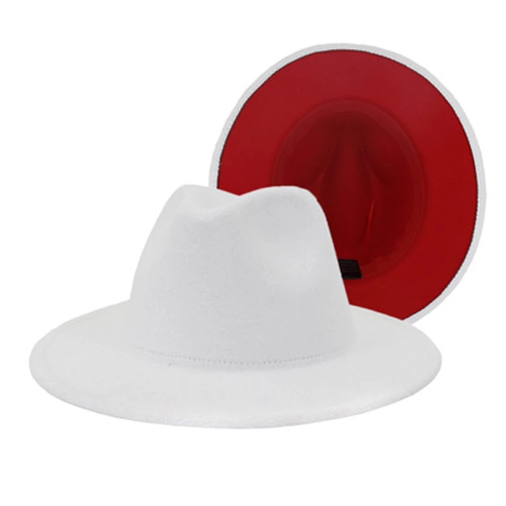Fedora Hat Women Luxury Patchwork Different Color Inside Red Men Trilby Panama Cap Fedoras Party Wedding Sombreros De Mujer fedora hat