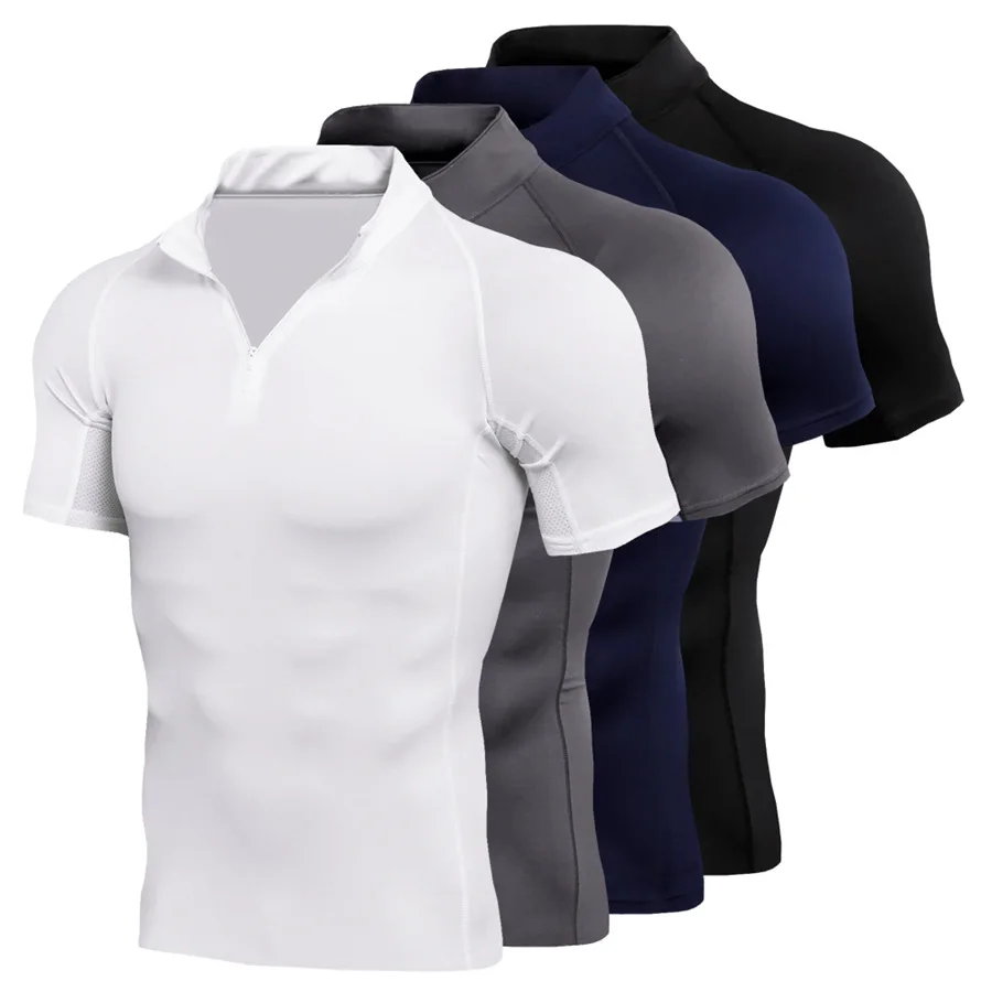 

New Short SLeeve Compresson Sport Shirt Men Running Fitness t Shirt Tight Rashgard Soccer Tennis Jerseys Gym Workout Sportswear