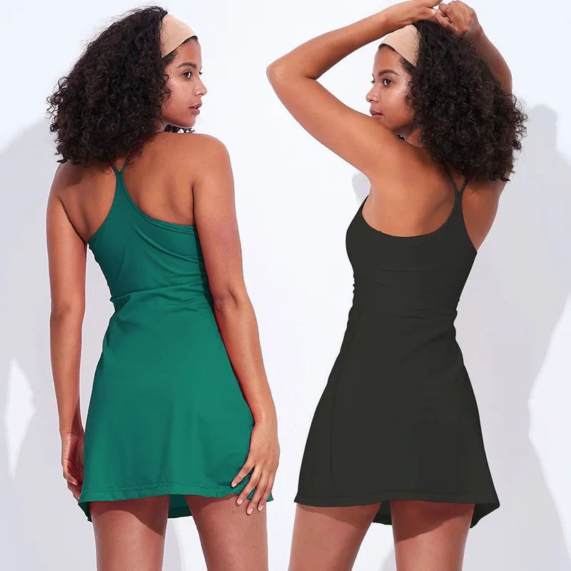 

MINDYGOO High Quality Custom Logo Factory Yoga Multi Function Fake Two Sports Dress One Piece Volleyball Dance Suit