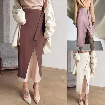 

2020 New Skirts Ladies Summer Winter Solid Color Wild Style Thick Belt Skirt Summer Fashion Lady Club Skirts Mujer Юбка Женская
