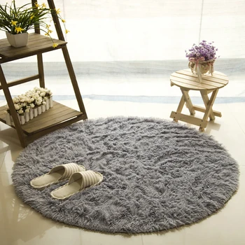

New Solid Anti-Slip Floor Carpet Solid Round Ground Carpet Silk Bedroom Carpet Floor Decoration Item Woven Home Branket Carpets