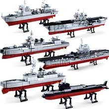 Navy Battle Ship Aircrafted Carrier Compatible Legoingly ruiser Military Submarine Destroyer Warship Model Building Block Toy wenhsin assembling model warship 1 700 u s a warship navy new york battleship bb34 warship 06711