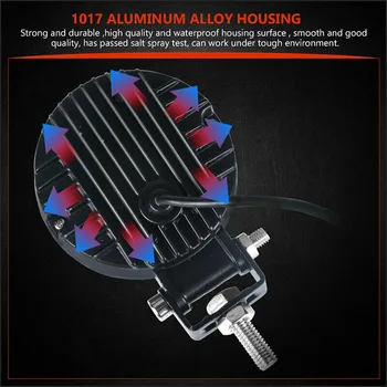 

Round LED Work Light Fog Driving For SUV ATV Red Halo Corrosion resistant