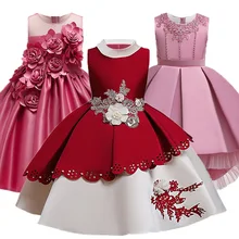 Зимнее платье для девочек элегантные вечерние свадебные Детские Платья для девочек, одежда детей Костюмы платье принцессы от 2 до 6 лет 10 для детей 12 лет