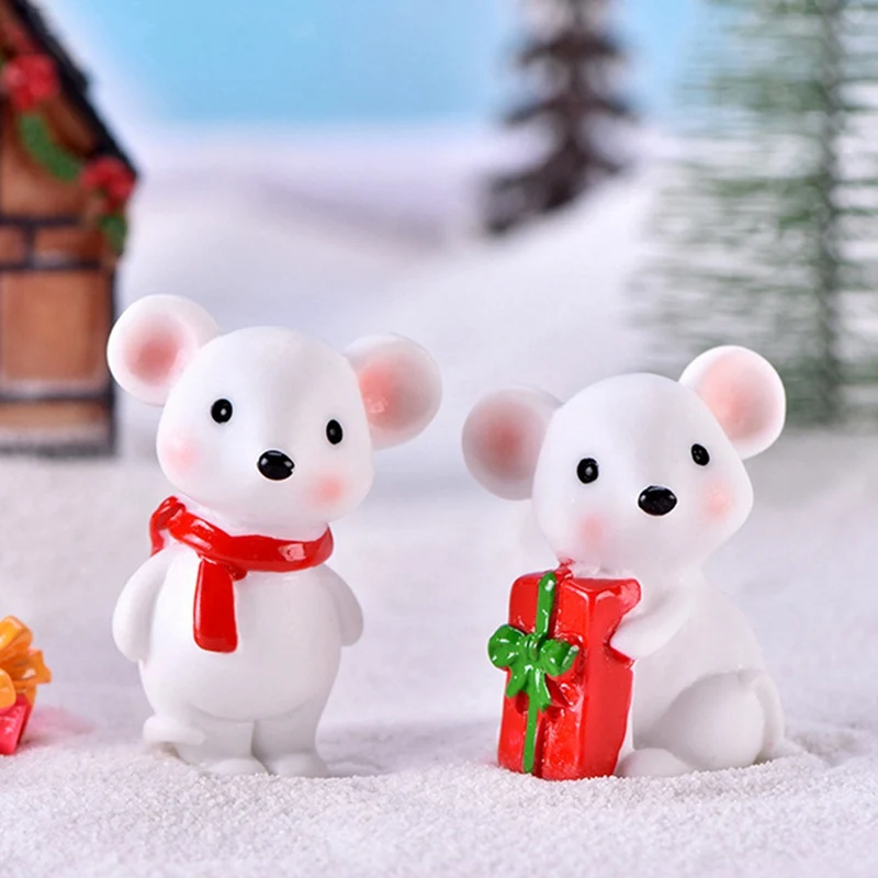 1 шт. милый подарок на год, Рождество, Снежная крыса, маленькая статуэтка, статуэтка, украшения, миниатюры, детские игрушки, украшение, подарок