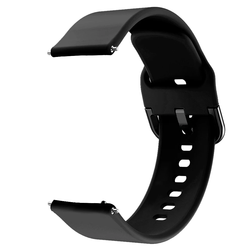 Силиконовый ремешок браслет для Huami Amazfit ремешок Bip Watch Band 20 мм для Xiaomi mijia quartz Garmin Forerunner 645 Vivoactive 3 - Цвет: Черный