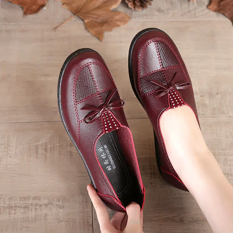 Women Leather Flats Spring Shoes Classic Women's Loafers Casual Leather women shoes