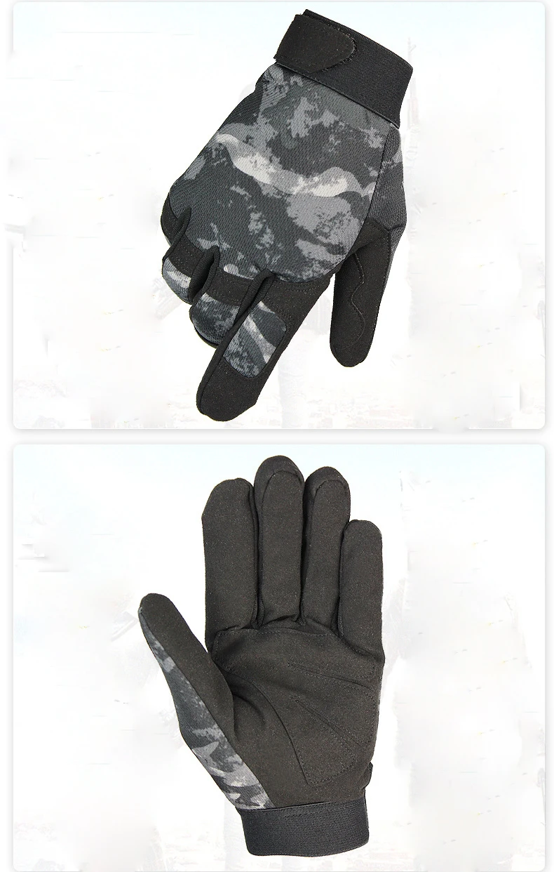 Тактические перчатки военные полный палец камуфляж мужские перчатки Спорт на открытом воздухе противоскользящие стрельбы Пейнтбол страйкбол перчатки для велоспорта