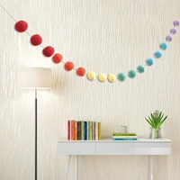 Nordic Style Wool Felt Balls Colorful Pom Pom Ball Kids Room Wall Hanging Garland Birthday Party Nursery Decor Hanging Ornament 2