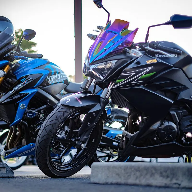 Windschild Für Kawasaki Z250 Z300 2013-2018 - Double Bubble Windschutzscheibe Schwarz