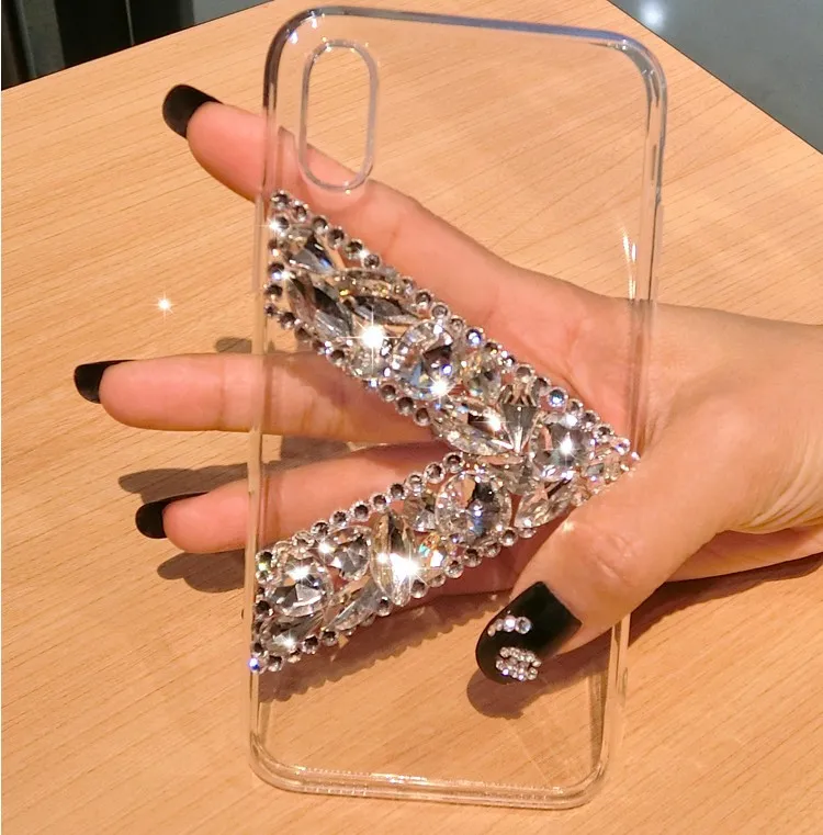 case for iPhone 11 XR 7 8 Pro Max X XS Plus 6 6s cover &quotV&quotshape Rhinestone Luxury All-Inclusive Soft Case | Мобильные