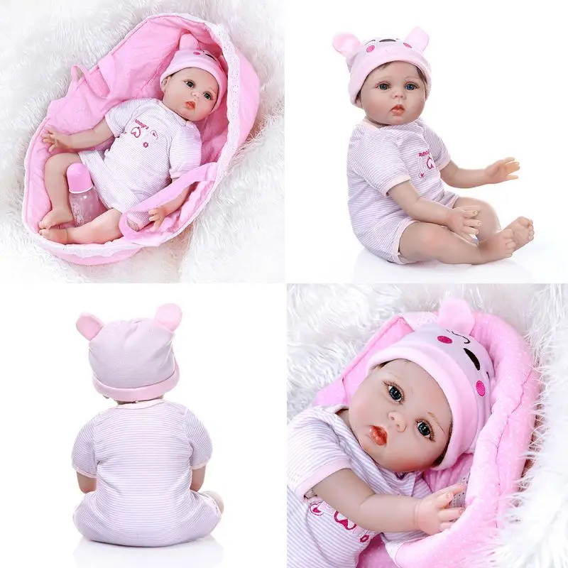 

55cm Reborn Doll Soft Silicone Toddler Babies Pacifier Feeding Bottle Lifelike R7RB