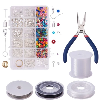 

Jewelry Crafting Kit Repair Tool Accessories Beginner Discovery and Beaded String Bag