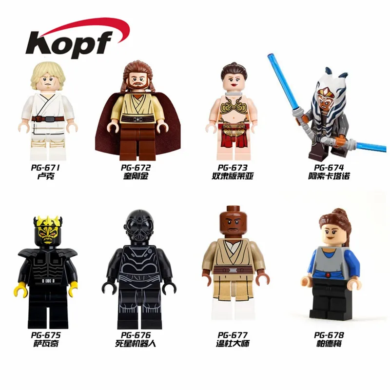 

Single Sale Building Blocks Luke Skywalker Qui-Gon Jinn Death Space Robot Mace Windu Princess Leia Figures Children Toys PG8028