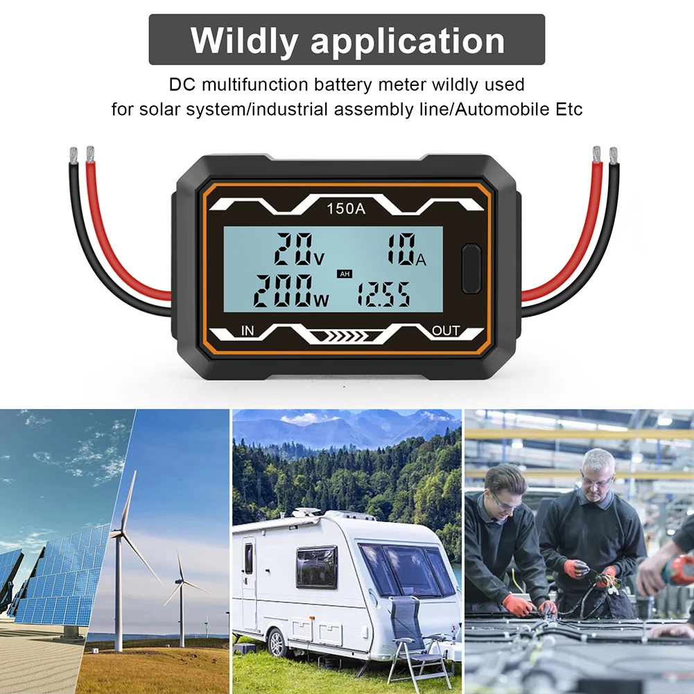 Yüksek hassasiyetli 150A Volt Amp Watt metre güç analizörü dijital LCD ekran vol